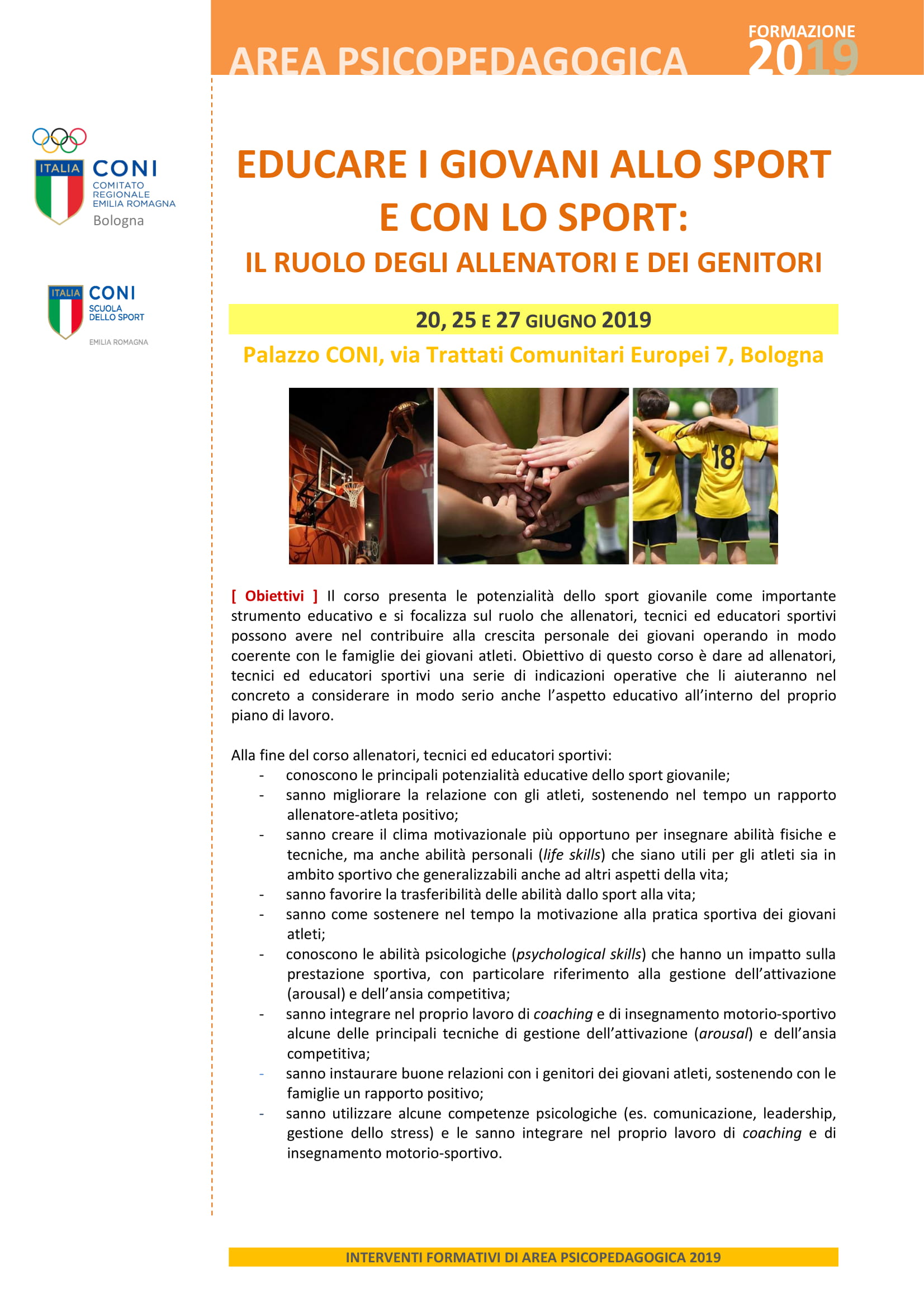 Educare i giovani allo sport e con lo sport
